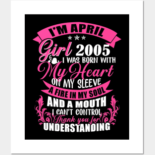 April Girl 2005 Shirt 14th Birthday Gift 14 Years Old Posters and Art